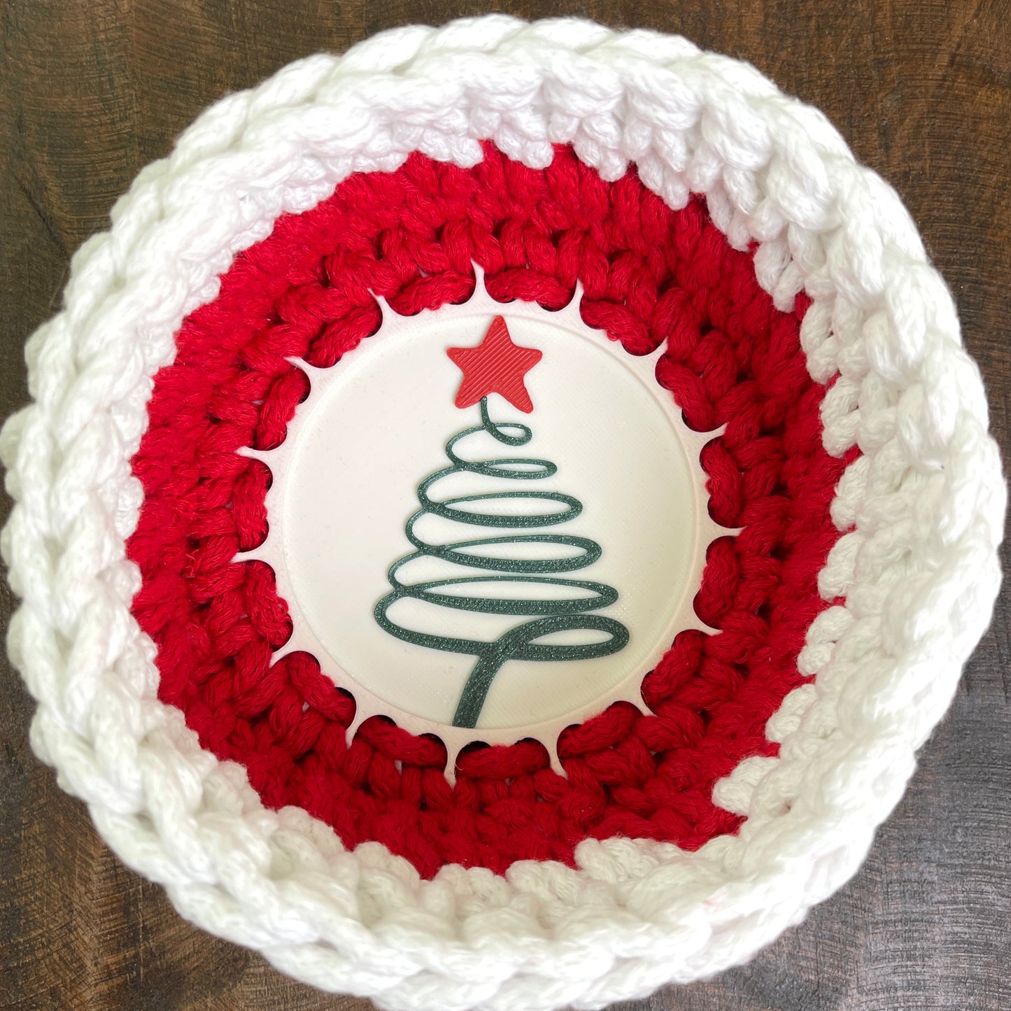 Swirly Christmas Tree Base for Crochet and Basket Coiling - 4-inch