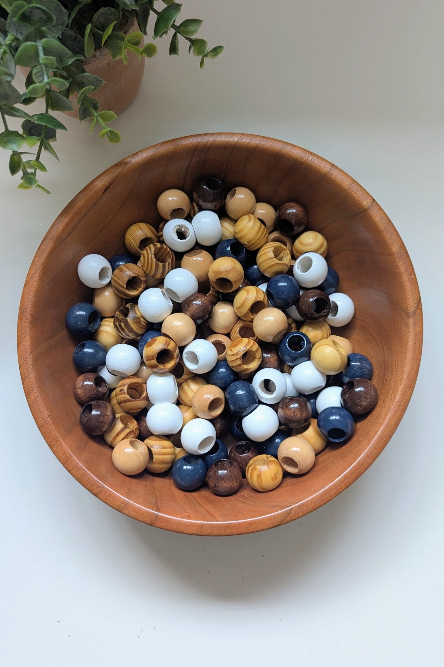 Wooded Beads With Large 10 mm Hole | Pack of 10