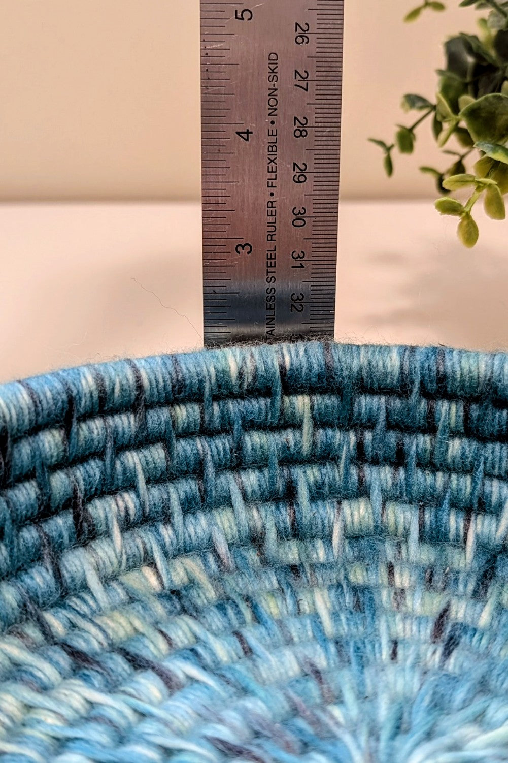 Blue Basket With Leather Handles