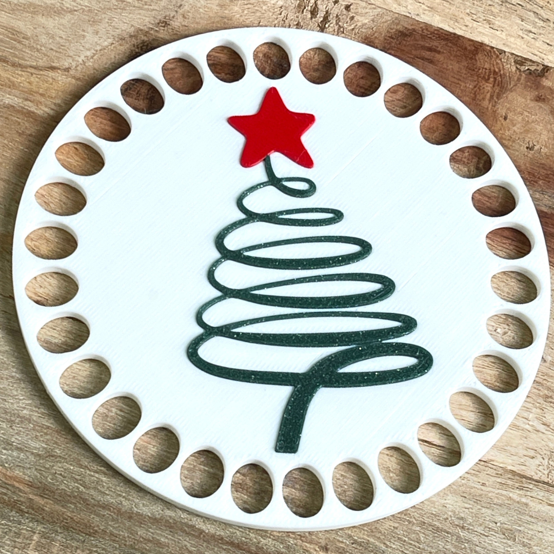Swirly Christmas Tree Base for Crochet and Basket Coiling - 4-inch