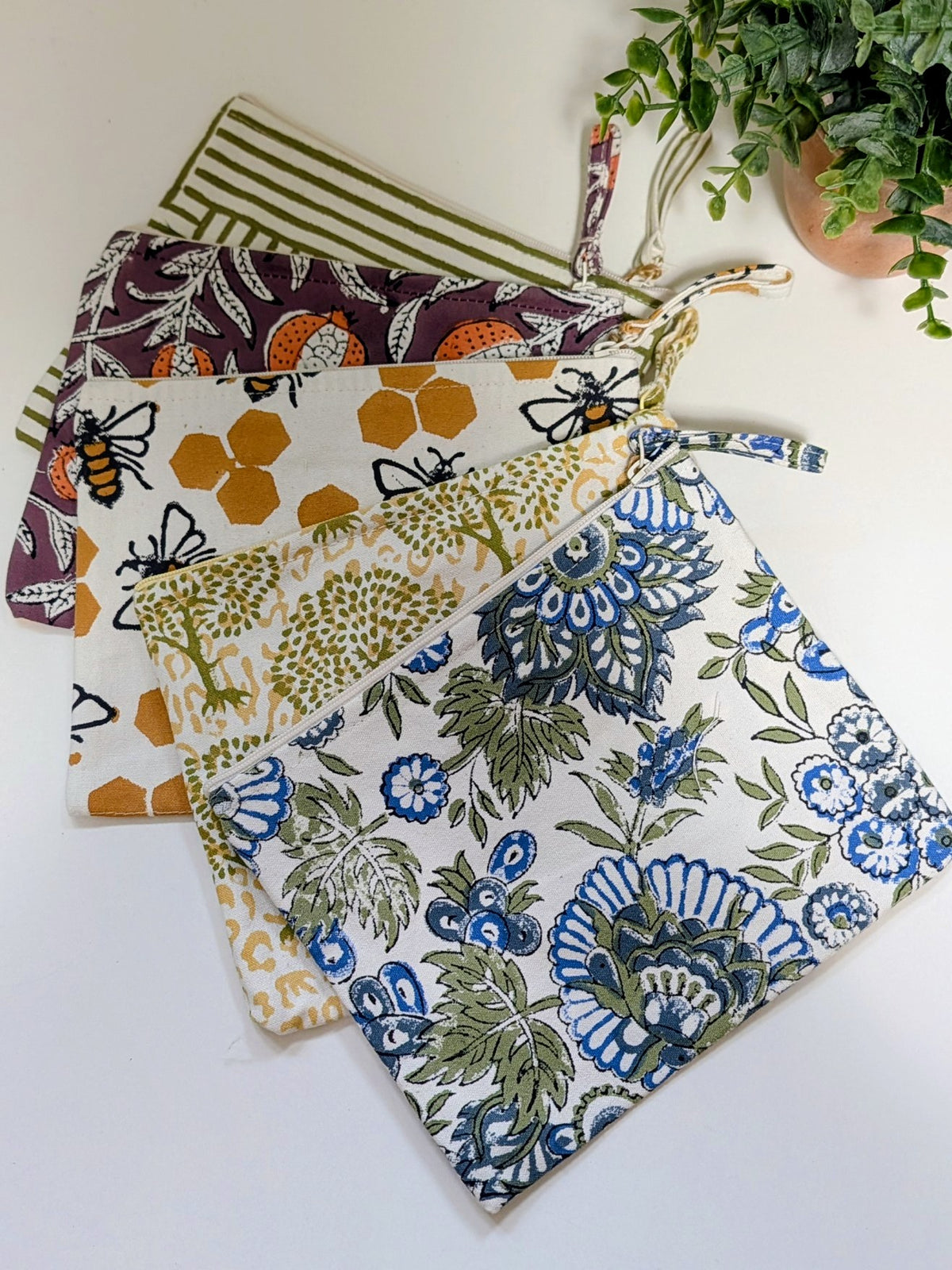 Canvas Zipper Pouch | Block Printed