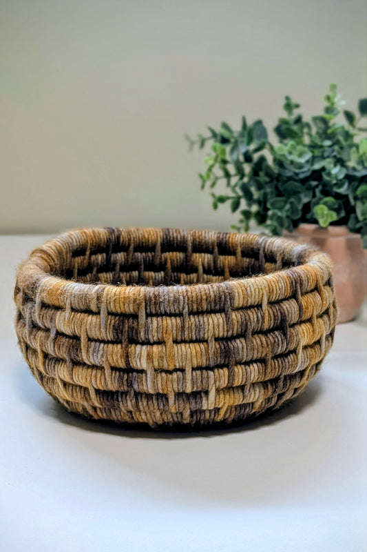 Merino Wool Brown & Gold Basket