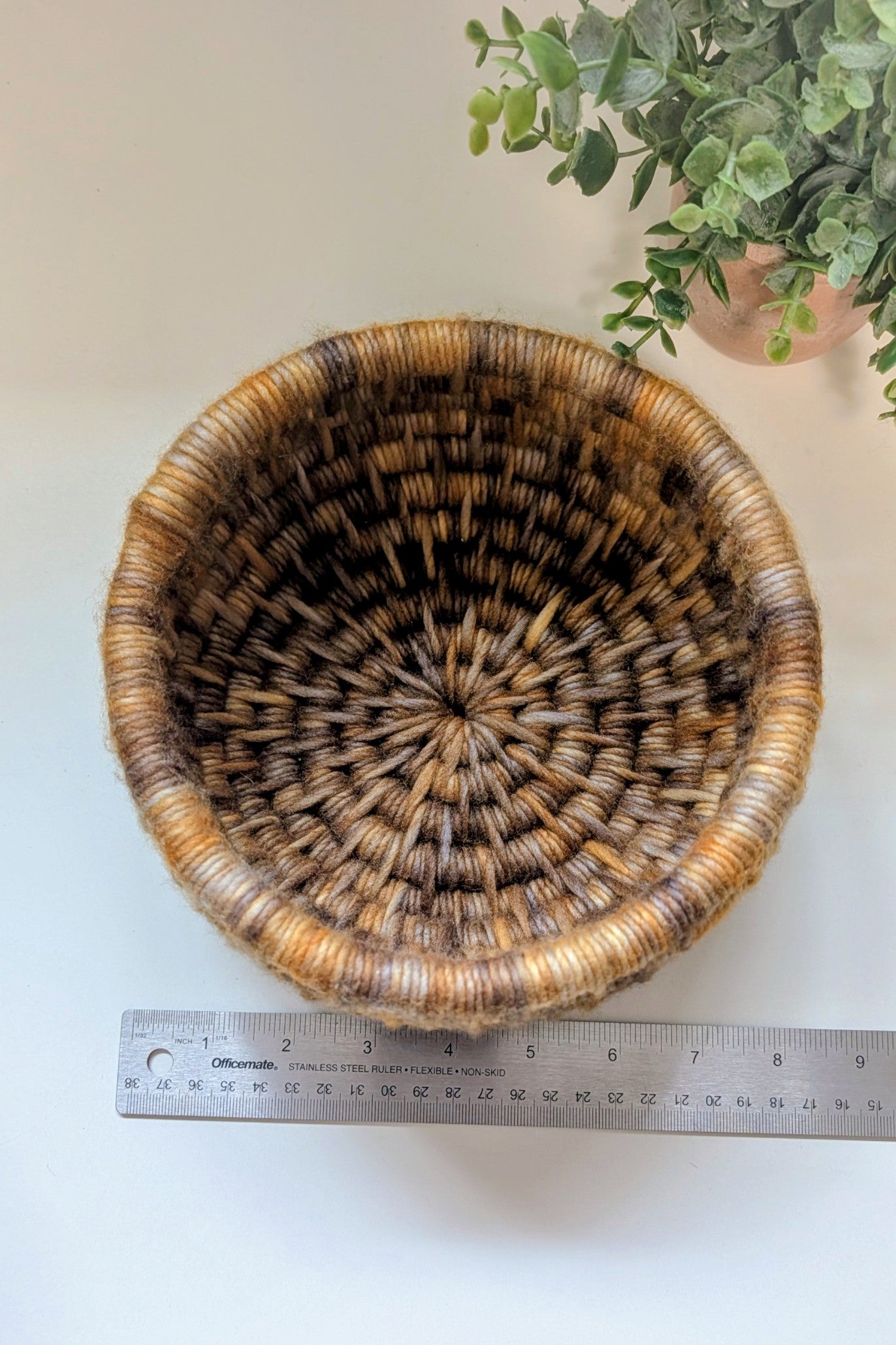 Merino Wool Brown & Gold Basket