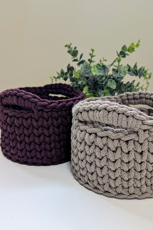 Crochet Basket With Bow And Handles