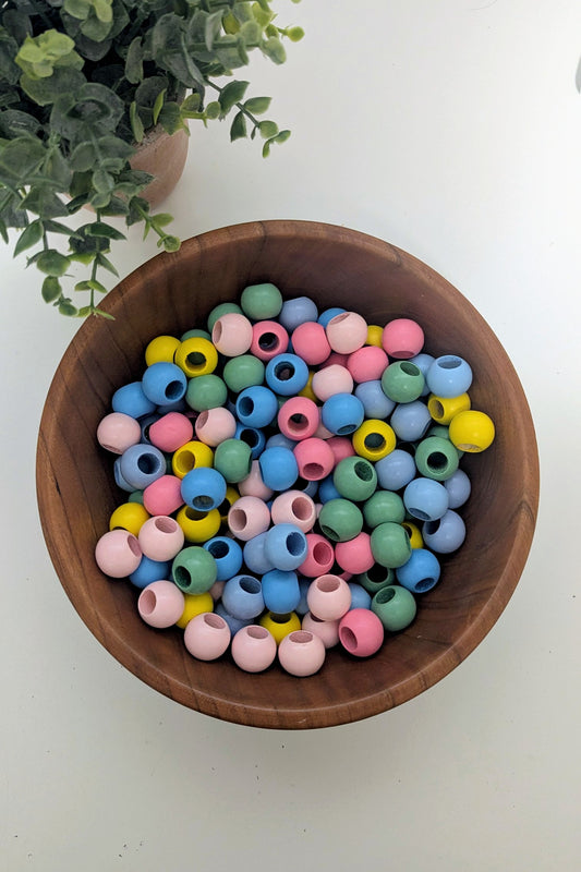 Wooded Beads With Large 10 mm Hole | Limited Edition Colors | Pack of 10