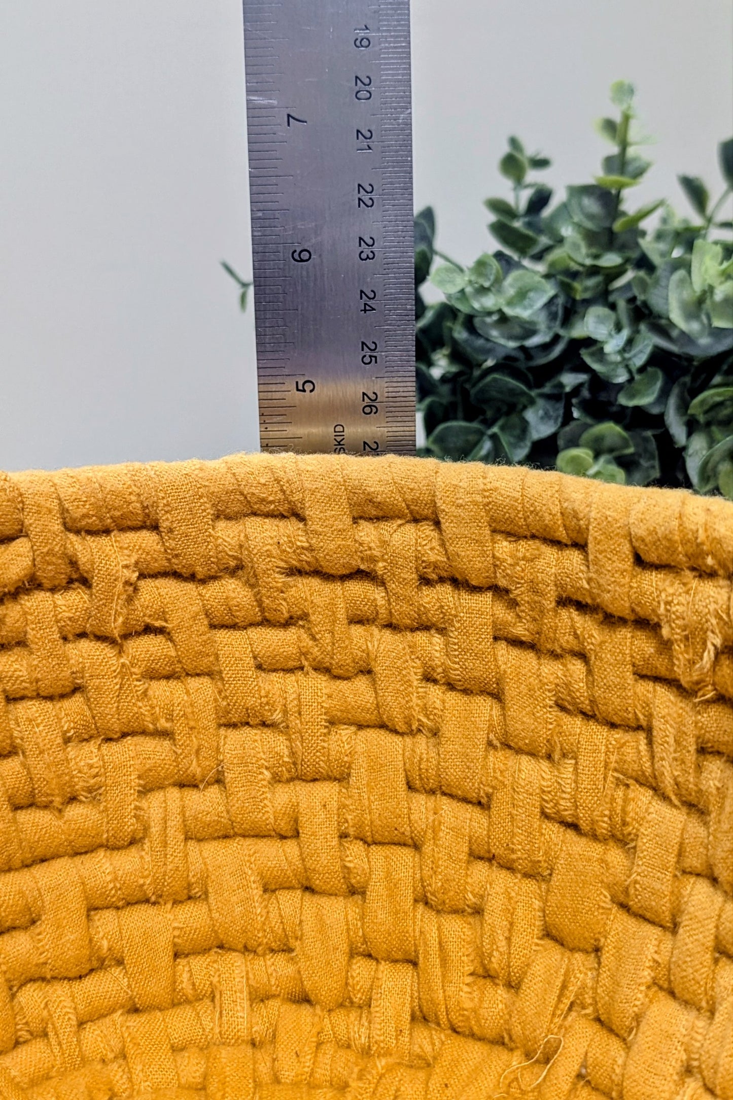 Yellow Basket With Leather Handles