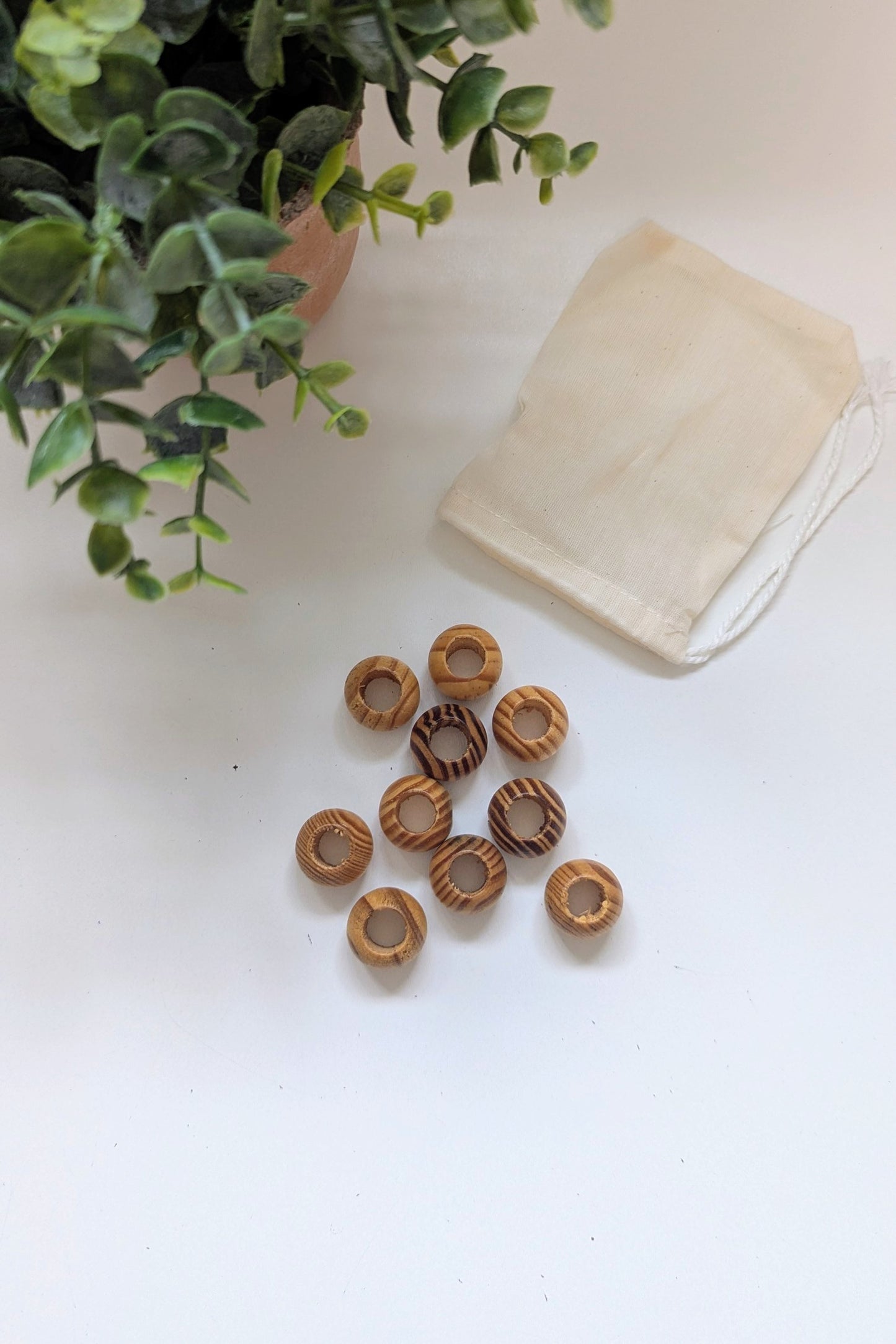 Wooded Beads With Large 10 mm Hole | Pack of 10