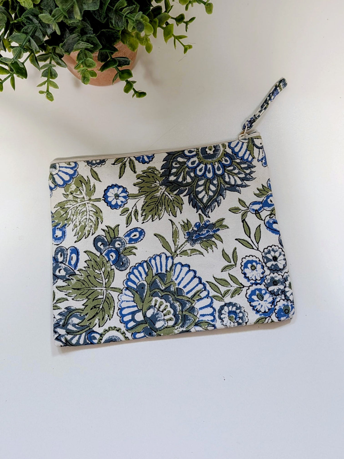 Canvas Zipper Pouch | Block Printed