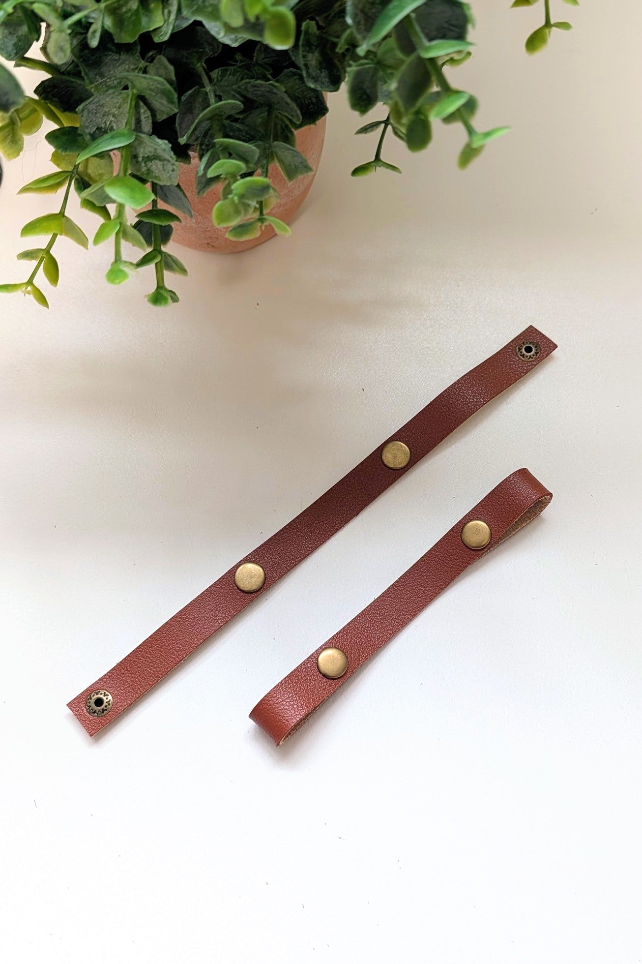 Faux Leather Basket Handles | Snap-On